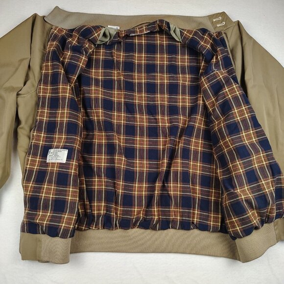 VTG IZOD Lacoste Jacket Mens X-Large Tan Beige Bomber with Logo - Picture 4 of 13